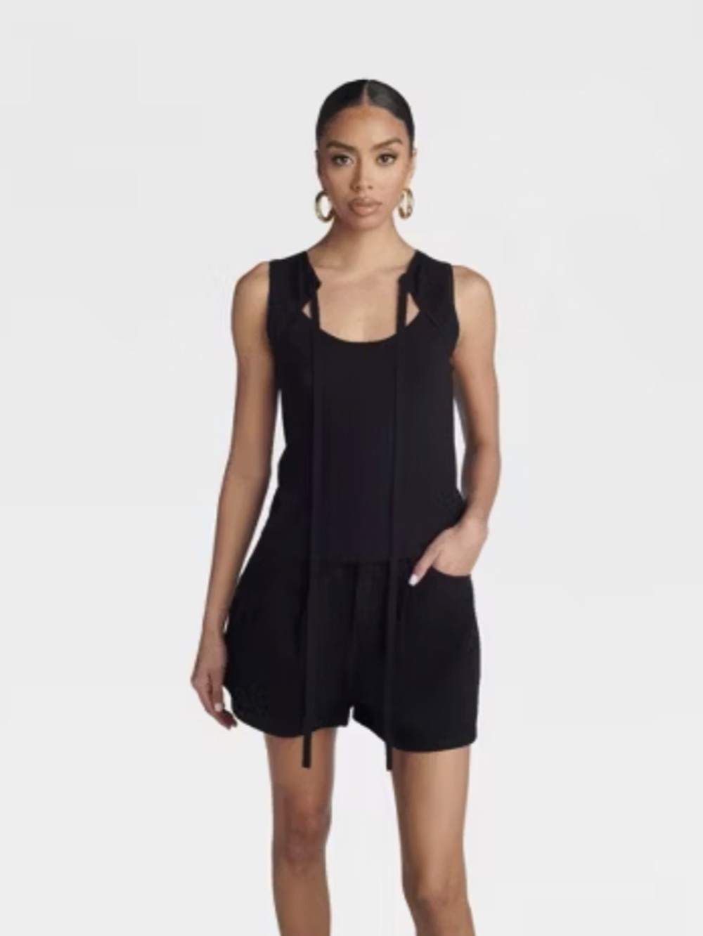 KBB by KAHLANA Women's 'The Tie Front Tank Top' Black NWT
